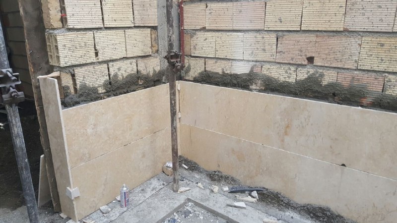 ضخامت دوغاب پشت سنگ نما