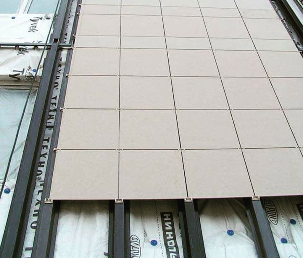 اجرای نمای سرامیک خشک